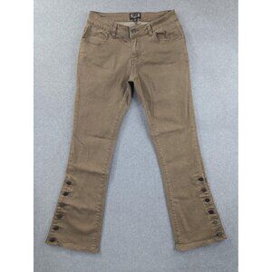 A.Z.I Jeans Womens 4 Brown Stretch Bootcut Snap Button Hem Five Pocket Denim